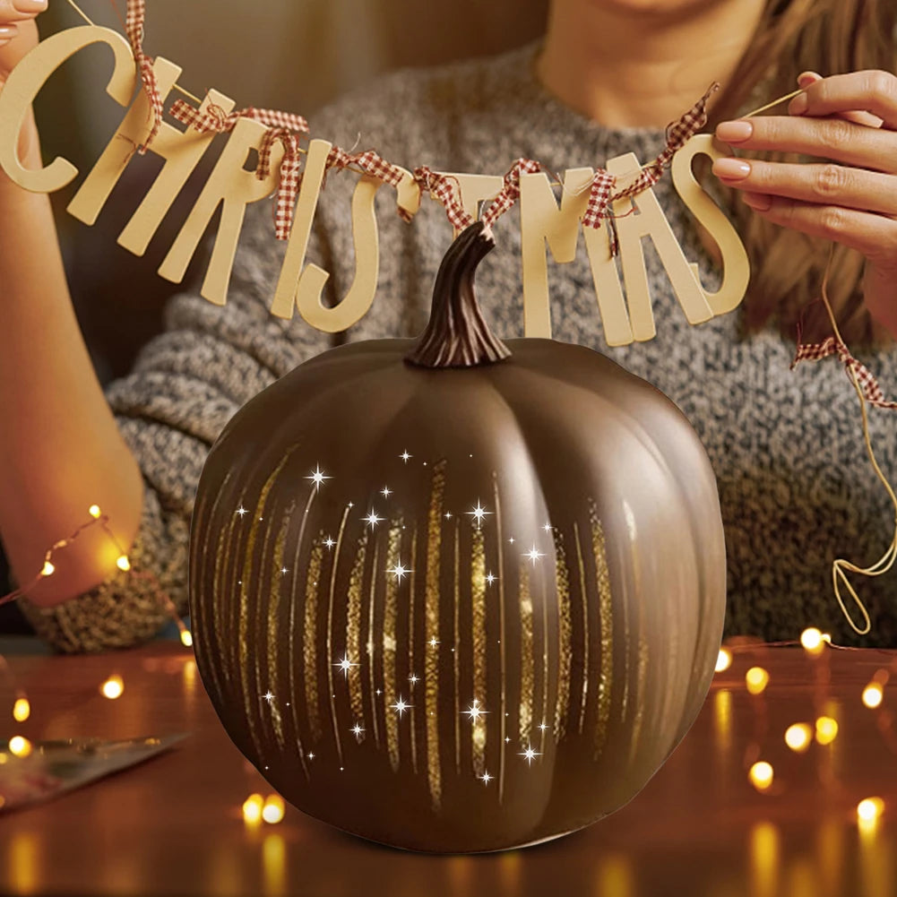 Pumpkin Lamp Halloween Twinkle LED Light Lighted Sparkling Starry Night Glass Pumpkin Light with Timer for Halloween Decorations