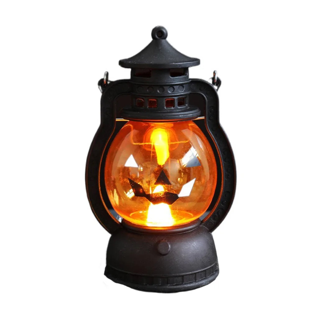 Creative Halloween Pumpkin Lantern Durable Plastic LED Night Light with Handle Ghost Festival Ornaments Atmosphere Lamp