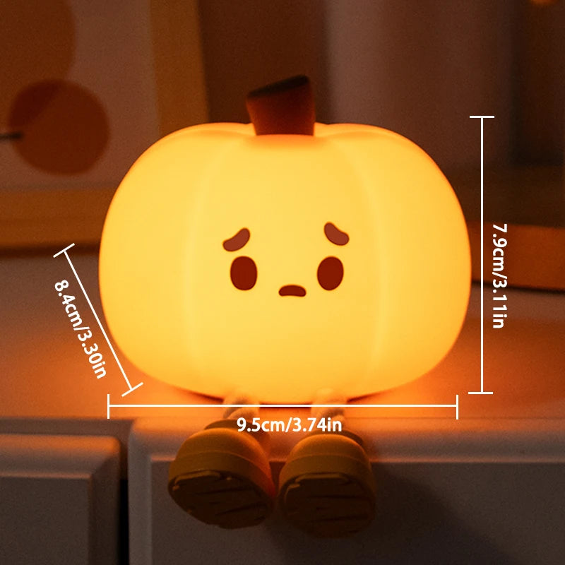 1 little pumpkin Night light Cute soft silicone lamp Room decoration Timed dimmable bed decoration Children baby birthday gift