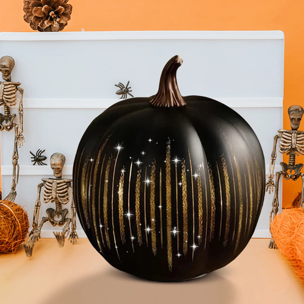 Pumpkin Lamp Halloween Twinkle LED Light Lighted Sparkling Starry Night Glass Pumpkin Light with Timer for Halloween Decorations
