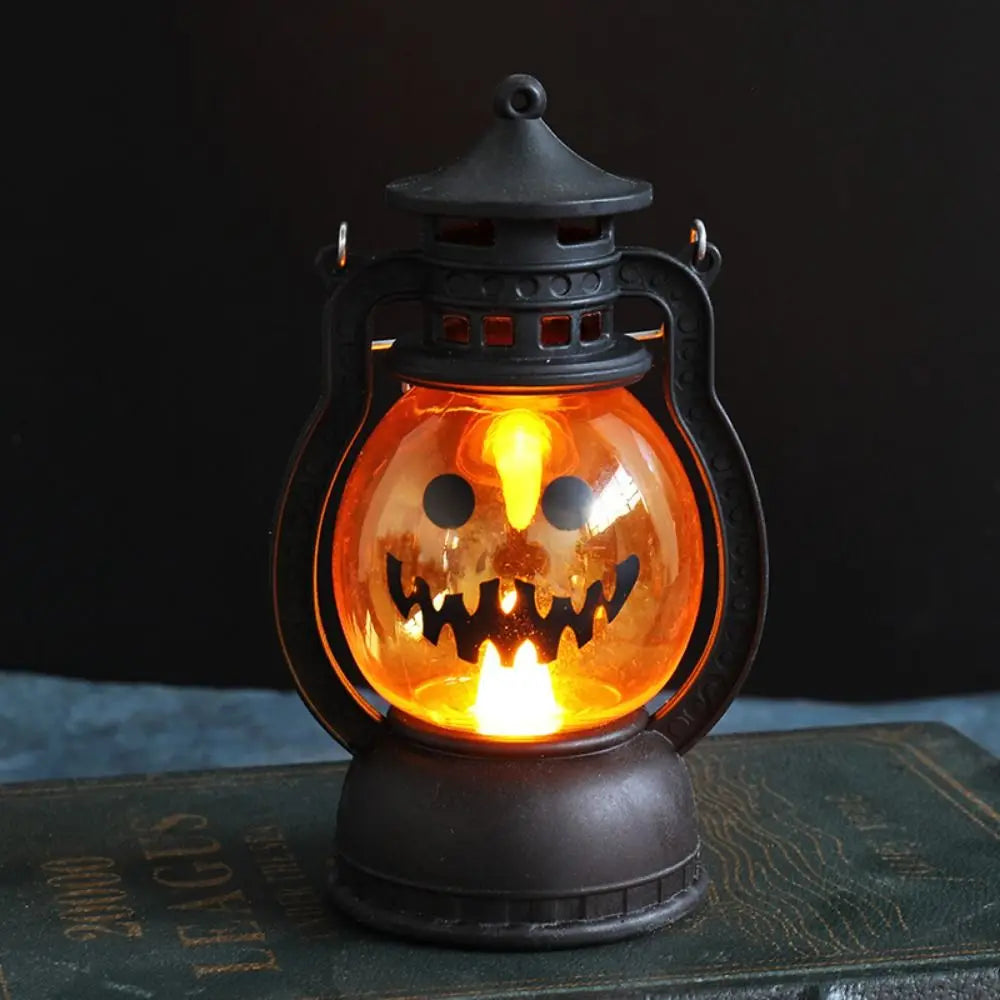 Creative Halloween Pumpkin Lantern Durable Plastic LED Night Light with Handle Ghost Festival Ornaments Atmosphere Lamp