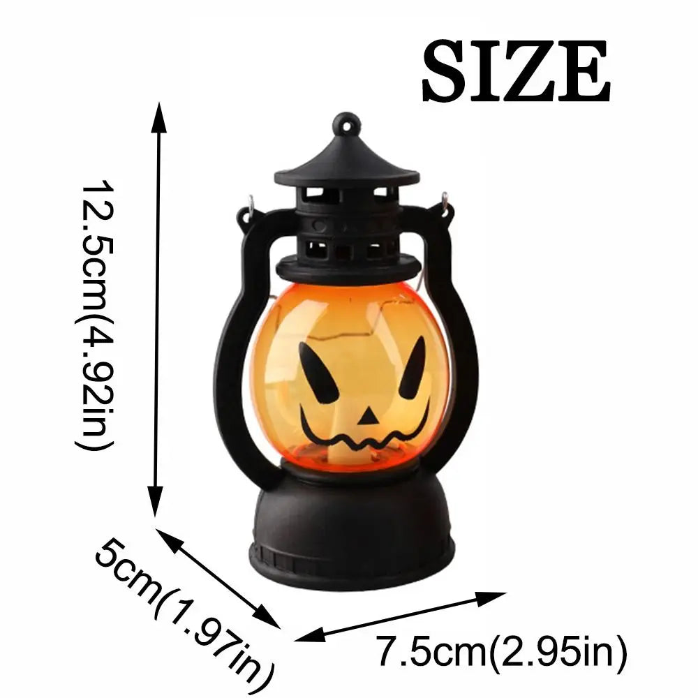 Creative Halloween Pumpkin Lantern Durable Plastic LED Night Light with Handle Ghost Festival Ornaments Atmosphere Lamp