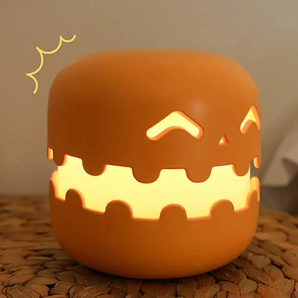 Creative Halloween Pumpkins Lamp Push Type Dimmable Pumpkin Night Light Auto-off Timer Warm Light Fun Atmosphere Light Yard