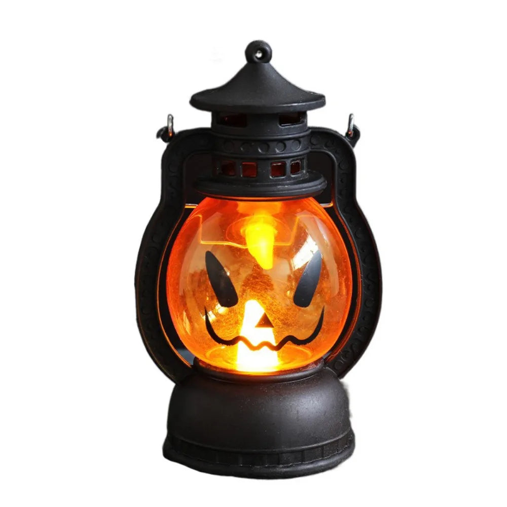 Creative Halloween Pumpkin Lantern Durable Plastic LED Night Light with Handle Ghost Festival Ornaments Atmosphere Lamp
