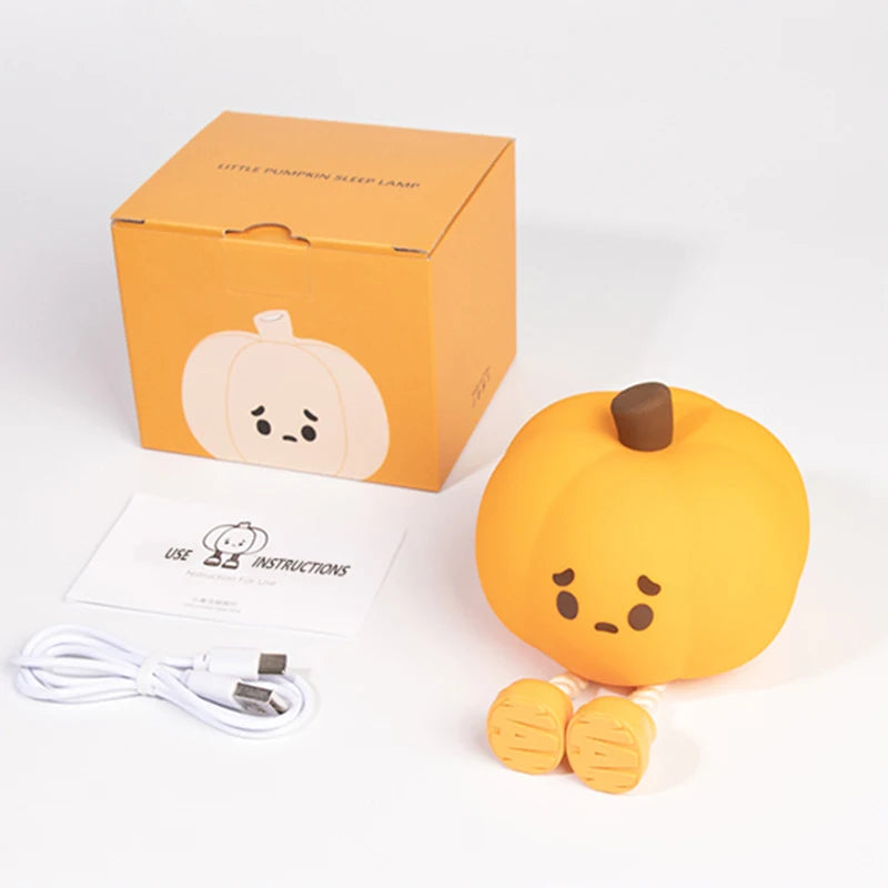 1 little pumpkin Night light Cute soft silicone lamp Room decoration Timed dimmable bed decoration Children baby birthday gift