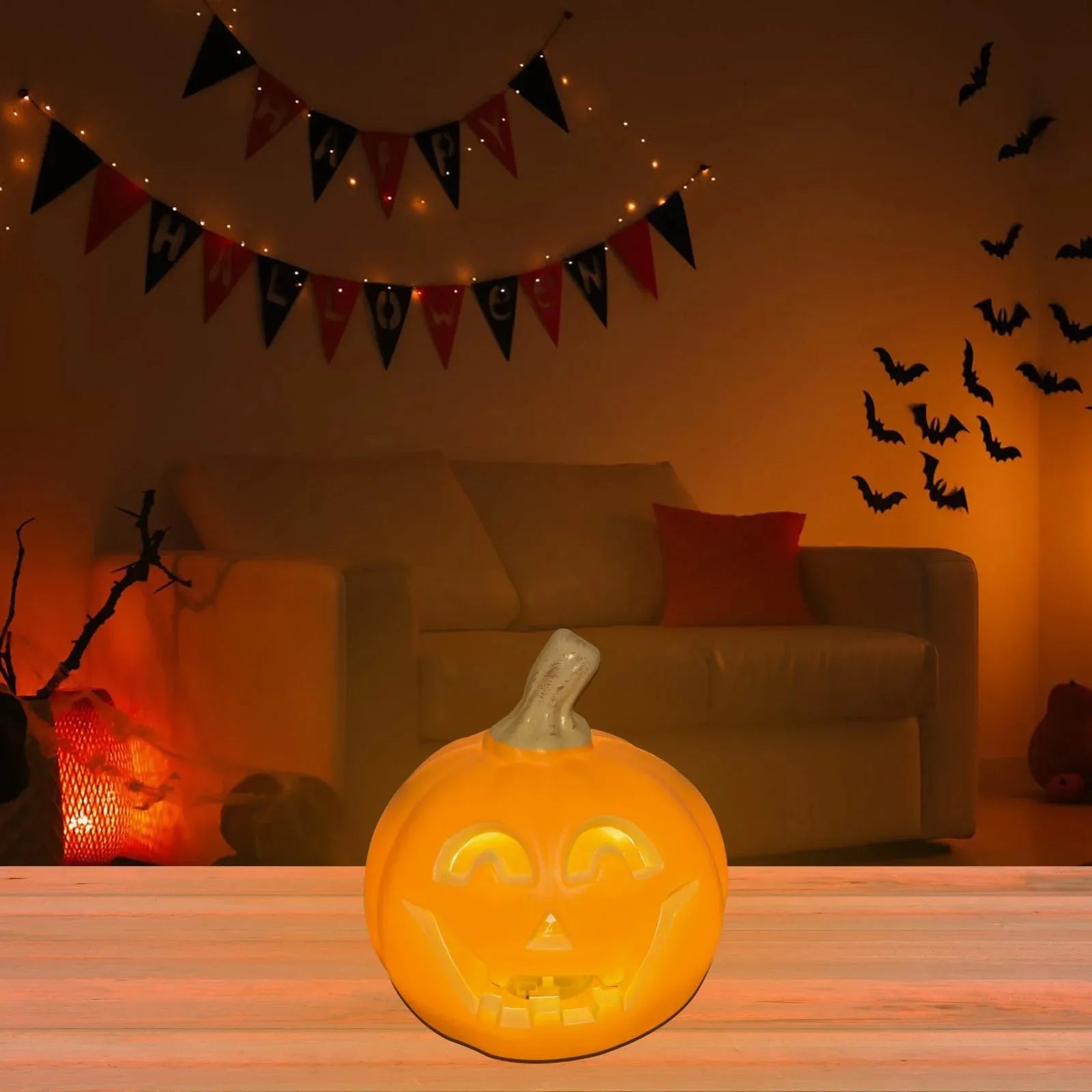 Creative Pumpkin Led Lamp Halloween Decorative Pumpkin Props Lantern Decor Home Decoration Props Accessories Without Battery