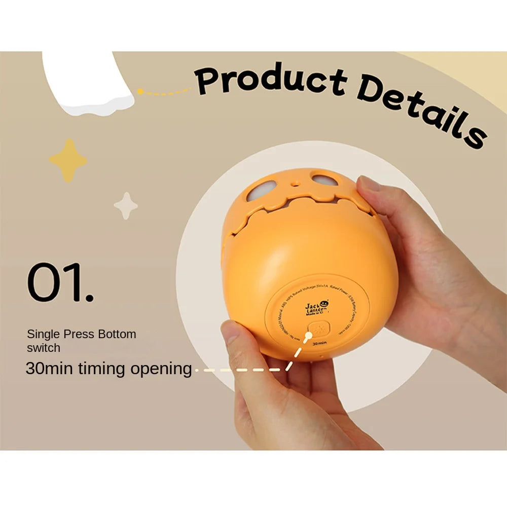 Creative Halloween Pumpkins Lamp Push Type Dimmable Pumpkin Night Light Auto-off Timer Warm Light Fun Atmosphere Light Yard