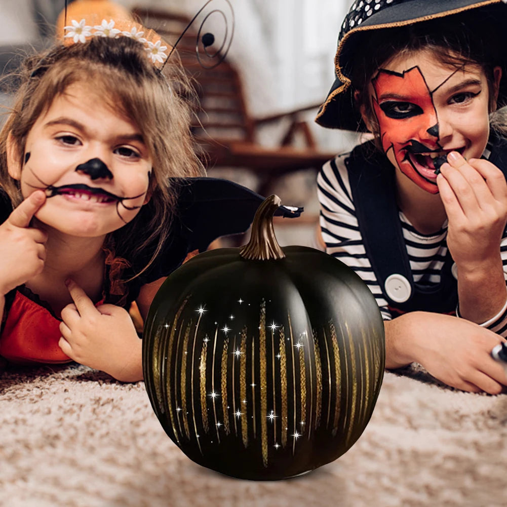 Starry Night Pumpkins with Timer Twinkle LED Light Pumpkins Glass Halloween Pumpkin Lamp Light for Home Bedroom Bathroom Hallway