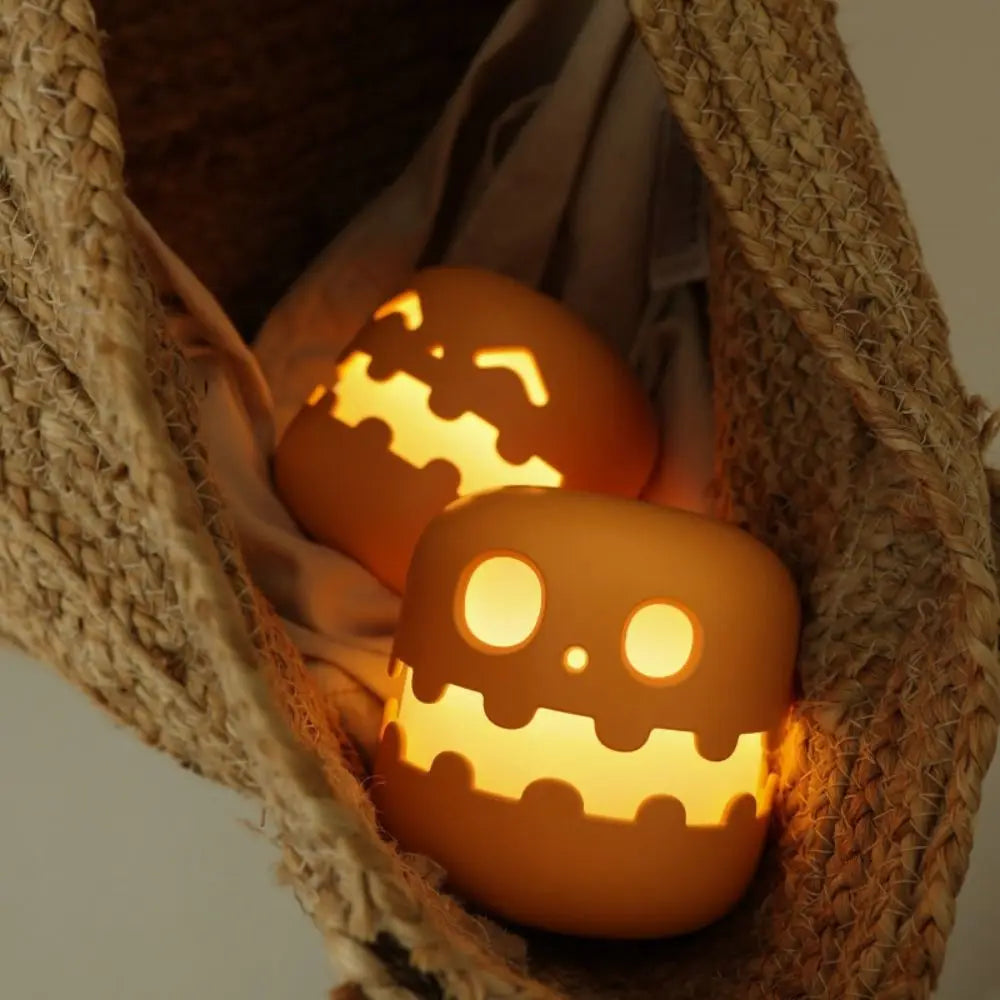 Creative Halloween Pumpkins Lamp Push Type Dimmable Pumpkin Night Light Auto-off Timer Warm Light Fun Atmosphere Light Yard