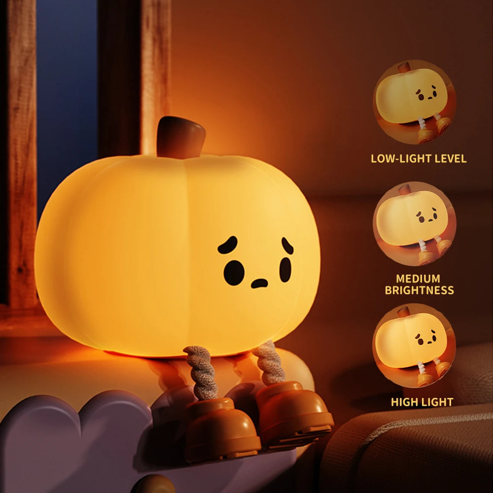 1 little pumpkin Night light Cute soft silicone lamp Room decoration Timed dimmable bed decoration Children baby birthday gift