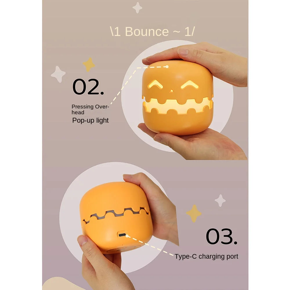 Creative Halloween Pumpkins Lamp Auto-off Timer Push Type Pumpkin Night Light Dimmable Ornament Mini Pumpkin LED Lantern Bedroom