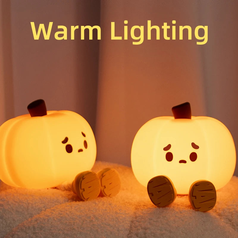 1 little pumpkin Night light Cute soft silicone lamp Room decoration Timed dimmable bed decoration Children baby birthday gift
